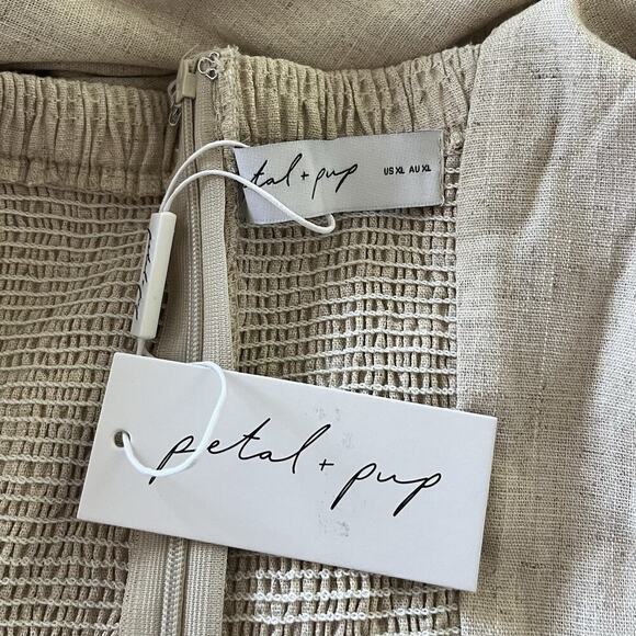 Petal & Pup Archer Linen Blend Midi Dress Size XL Oatmeal Neutral Coastal NWT - Picture 5 of 7